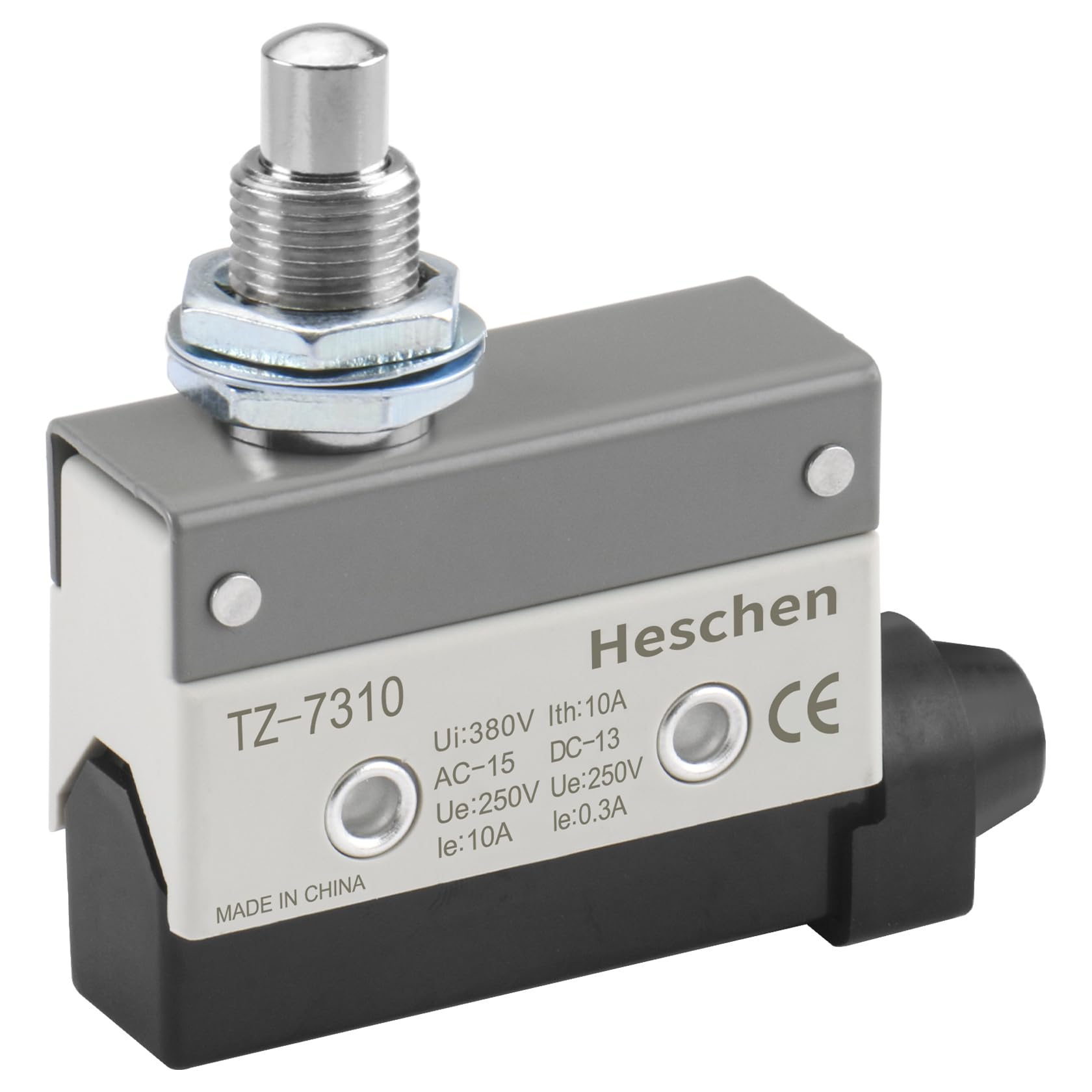 Heschen Horizontal limit switch TZ-7310 momentray panel mount plunger actuator AC 380V 10A single pole