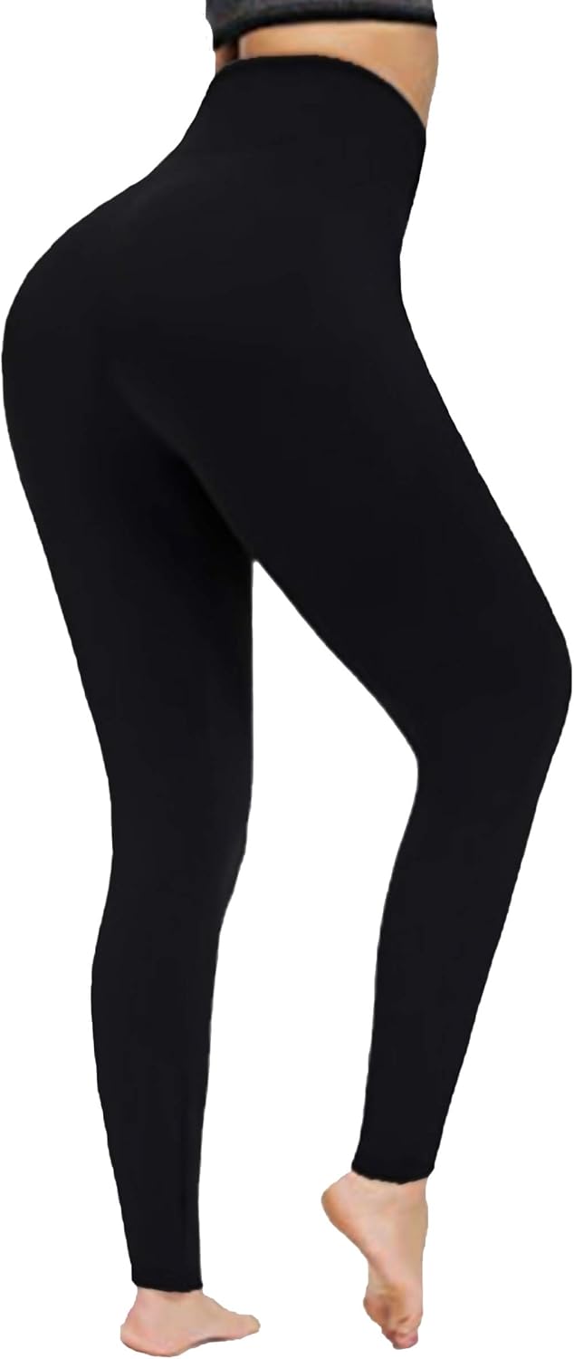 Women's Thick Fleece Lined Leggings High Waist Fashion Seamless Tummy