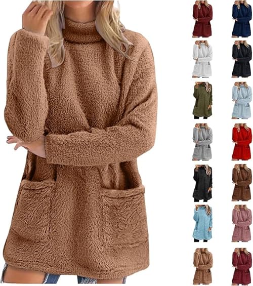 Womens Jumper Fluffy Hoodies Pullover Teddy Fleece Sweatshirts Casual Top Fuzzy Long Sleeve Cozy Coat Tops Halloween Tops for Women