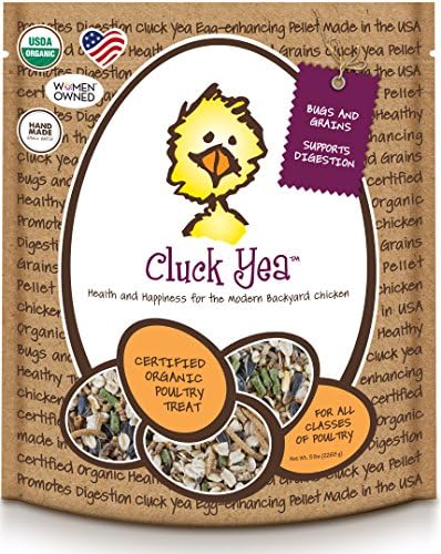 Treats for Chickens Cluck Yea  –  Nutrition For Birds - Chickens, Quail, Turkeys, Ducks, Pheasant, Geese, Hens, Roosters, Poultry - High Protein, Organic and Non-GMO Grains, Cracked Corn, Sunflower Seeds, Mealworms, Kelp Meal - 5 lb Bag