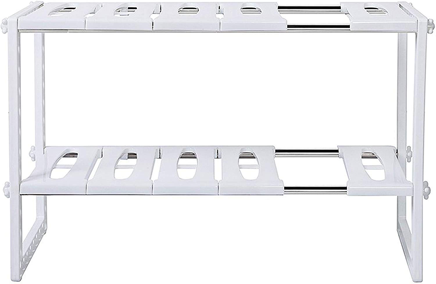 MantraRaj 2 Tier Expandable Under Sink Organizer Storage Shelf Shelves Unit Space Saving Tidy Organizer Rack Cupboard For Multipurpose Bathroom Kitchen Under Sink Rack Storage Tidy Stainless Steel