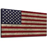 Canvas Wall Art Vintage The Stars and The Stripes Contemporary Artwork Retro Rustic American National Flag Picture for Living Room Bedroom Office Wall Decor Large Canvas Painting Prints 29" x 58"