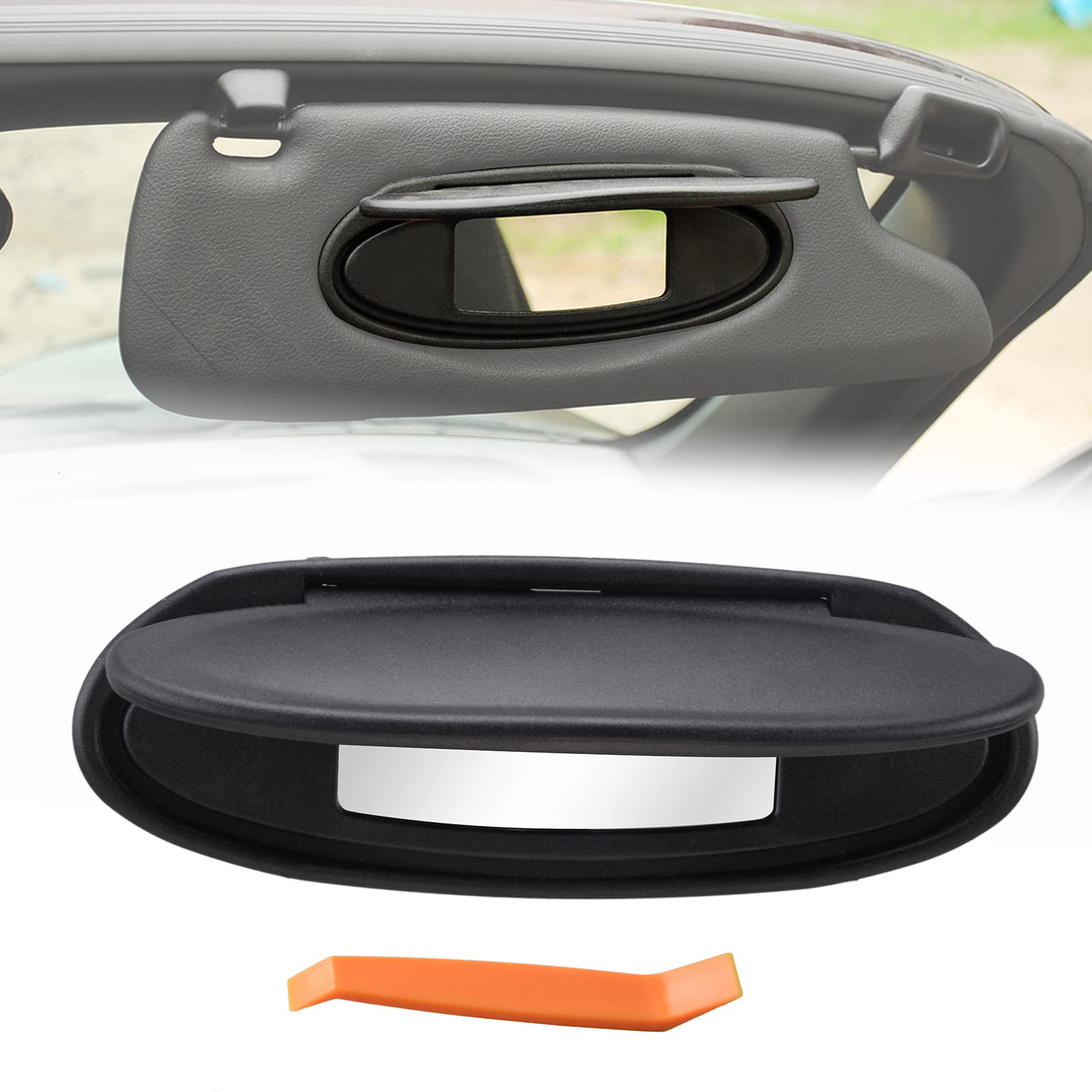 Photo 1 of AMSPRAC Car Sun Visor Mirror Covers and Base Replacement, Visor Vanity Mirror Caps w/Mirror for Porsche 996/997-911 986/987 for Boxster for Cayman 1996-2010,Left Driver or Right Passenger Side,1PCS