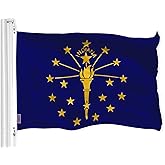 G128 Indiana IN State Flag | 3x5 Ft | LiteWeave Pro Series Printed 150D Polyester | Indoor/Outdoor, Vibrant Colors, Brass Grommets, Thicker and More Durable Than 100D 75D Polyester