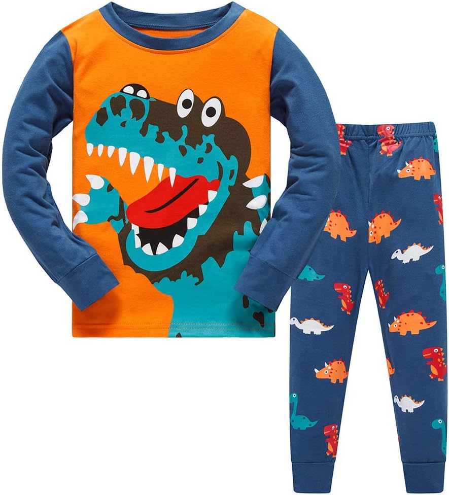 Boys Pyjamas Dinosaur Nightwear Cotton Toddler Clothes Kids Sleepwear Winter Long Sleeve Christmas Pjs Sets 2 Piece Outfit Xmas Gift