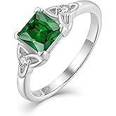 Vemhel Celtic Knot Rings 925 Sterling Silver 6mm Princess Cut Birthstone Engagement Rings for Women