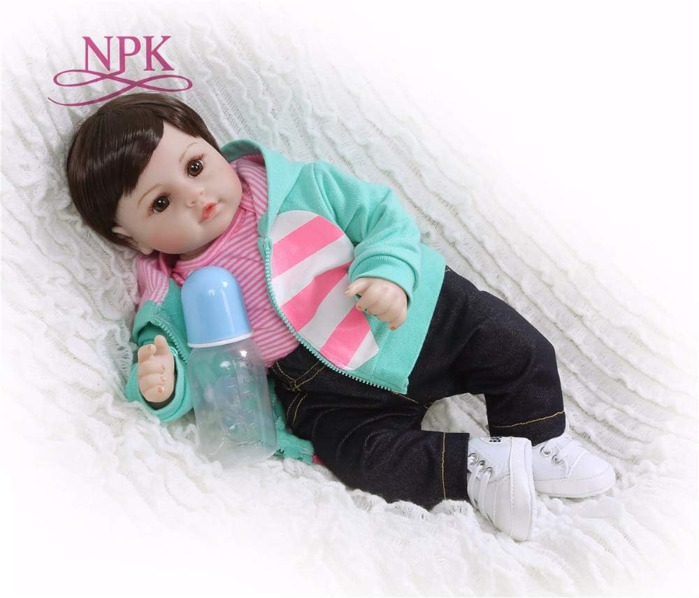 NPK Reborn Dolls, NPK 19" 48cm Soft Silicone Doll Reborn Baby Toy for Baby Baby Birthday Gift for Child Bedtime Early Education