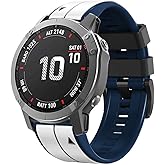 26mm watch band for garmin fenix 7x sapphire solar fenix 6x pro solar fenix 5x 3 hr quick release fit dual color silicone watch strap replacement for garmin epix 2 pro sapphire 51mm Descent MK1/2/2i