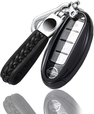 Amazon Nissan 日産 インフィニティ スマートキーケース キーカバー 付き セレナ エクストレイル エルグランド スカイライン ノート キューブ ジューク など 車キーケース キーホルダー スタイリッシュ 金属光沢 鍵を保護 汚れ 滑り 落ちにく 傷 防止 ブラック キー