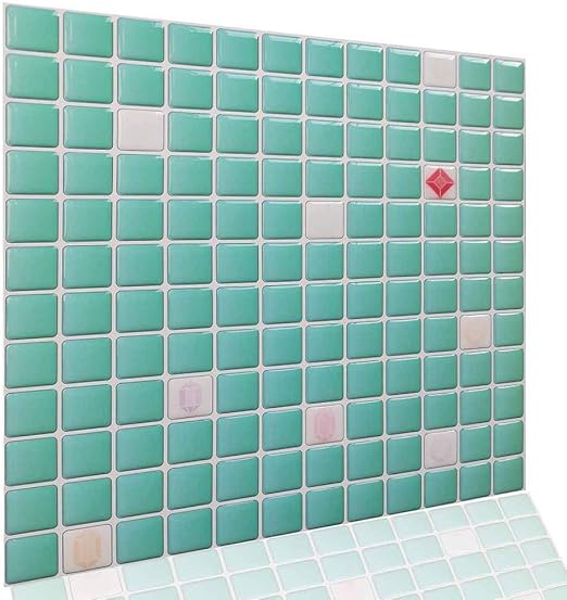 3d Wall Panels Peel And Stick Green Mosaic Wall Tiles Self