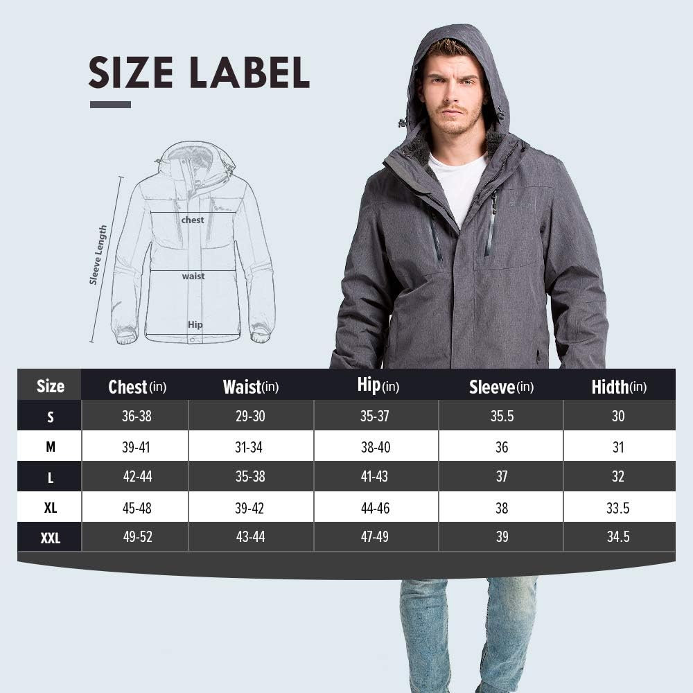 OutdoorMaster Men's 3-in-1 Ski Jacket - Winter Jacket Set with Fleece Liner Jacket & Hooded Waterproof Shell - for Men : Clothing