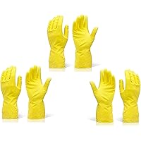 DeoDap Reusable Rubber Hand Gloves for Cleaning (Colour May Vary) - Pack of 3