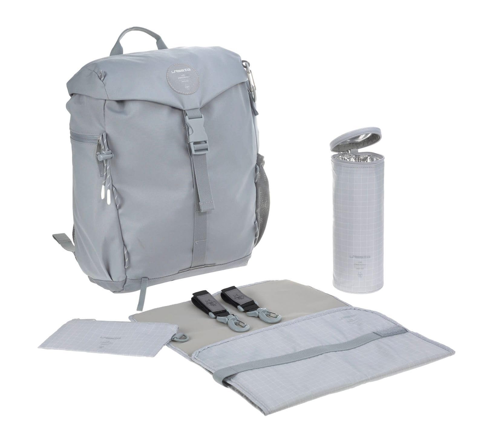 Lässig Outdoor Hiking Diaper Backpack Sustainable Fabric Grey, 850 g