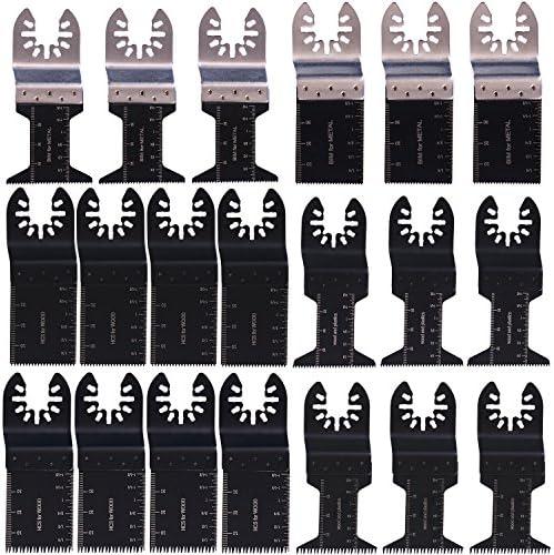 Tonsiki 20 Pieces Metal/Wood Mixed Oscillating Multitool Quick Release Saw Blades Kit for Dewalt,Stanley,Black and Decker,Bosch,Fein multimaster