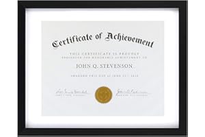 ONE WALL Tempered Glass 11x14 Document Frame with 1 Mat for 8.5x11 Documents Certificate Diploma, Black Wood Picture Photo Fr