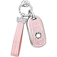 PIFOOG Key Fob Cover for Buick Encore GX Envision Enclave Lacrosse Regal TourX Accessories 6 Button Car Keys Case Shell with Bling Keychain Cute Pink Soft TPU Full Covers Women Girly