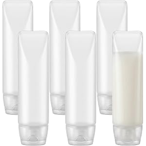6 Pcs 1 oz Travel Toothpaste Container, Empty Refillable Toothpaste Tubes Small Mini Size Squeeze Dispensers, Pump Dispensers