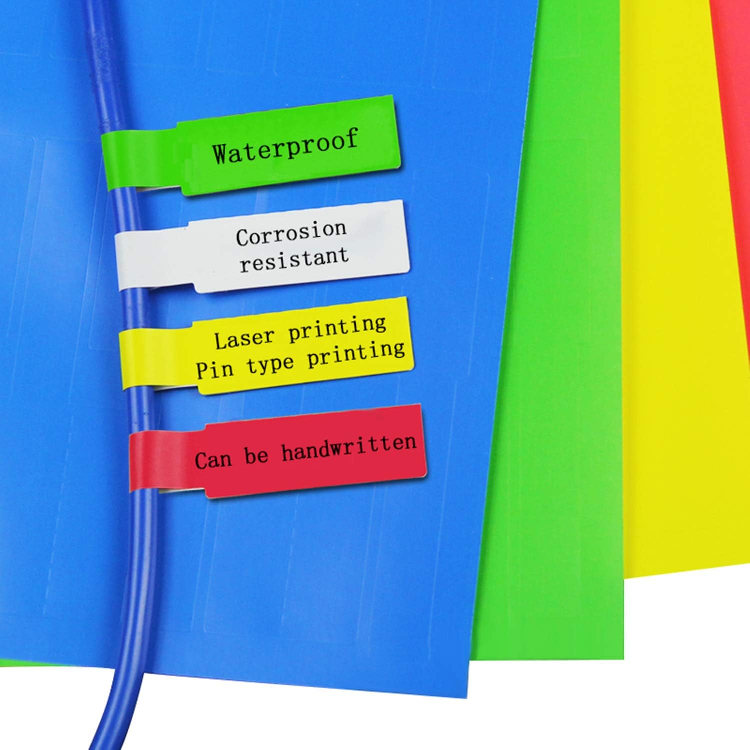 Amazon.com : 10 Sheets Cable Labels Tags, (5 Assorted Colors - 300 Labels Pack) Self-Adhesive ...