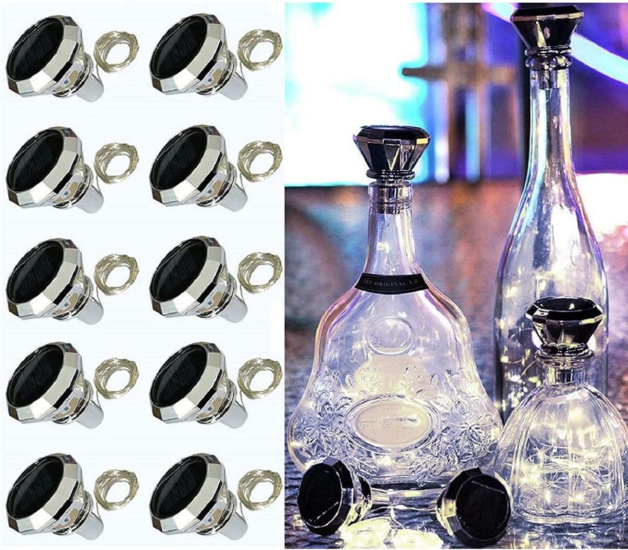 Photo 1 of ANGMLN Solar Diamond Shaped Wine Bottle Cork Lights 10 Pack Solar String Fairy Lights Outdoor Waterproof for Wedding Holiday Garden Patio Pathway Bar Concert Indoor Outdoor Decorative (Cool White)