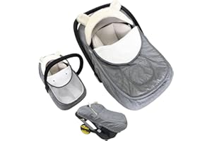 SHSYUE Car Seat Cover for Babies,Infant Carseat Cover Canopy Baby Car Seat Cover Universal Fitted Winter Autumn Spring Carseat Cover for Boy Girl Newborn,with Mesh Cover,Warm Breathable-Grey