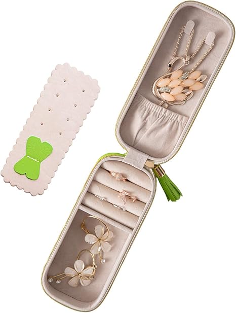 Amazon 小さな宝石箱トラベルジュエリーボックスポータブルジュエリーボックスminiジュエリーボックスジュエリーストレージボックスレザー ジュエリーボックス 緑 ジュエリー収納 オンライン通販