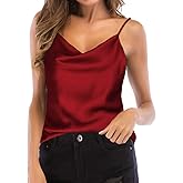 TOUTOUAI Women's Silk Satin Camisole Cowl Neck Tank Top Cami Silky Basic Tank Shirt Blouses