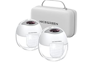 Breast Pump Hands Free with Carrying Bag, Wearable Breastfeeding Pump with 4 Modes & 12 Levels, NICEGREEN Life Electric Portable Breast Pump, 24mm, 2 Pack Gray