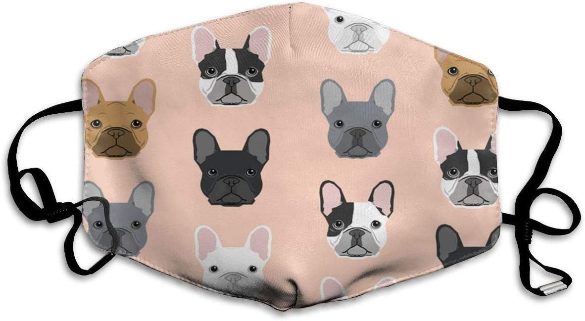 French Bulldog Portraits Pattern Dog Anti Pollution Dust Mask Washable and Reusable Face Mouth Mask Protection from Germ Pollen Allergy Respirator Mask