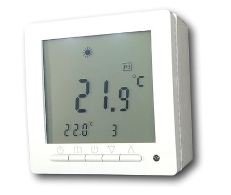 SM-PC®, Digital Thermostat ´Aufputz´ für Fussbodenheizung max 16A, großes Display, Wochenprogramm, weiße Hintergrundbeleuchtu