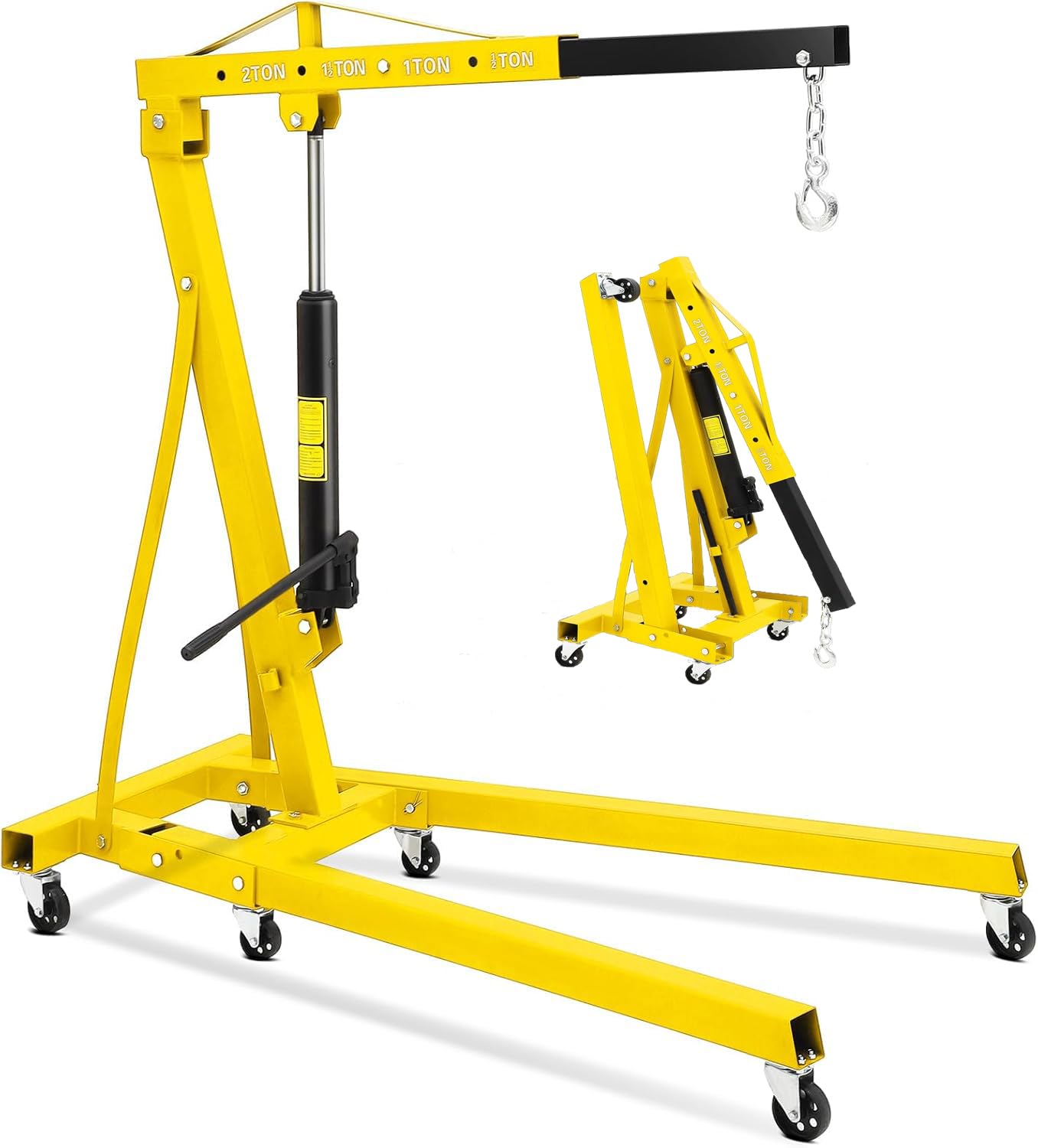 Photo 1 of ***PARTS ONLY***Hydraulic Engine Hoist with Wheels-2 Ton Foldable Engine Hoist Cherry Picker Shop Crane Lift, 4400Lbs Heavy Duty Workshop Garage Crane Lift Tool with 0.5T/1T/1.5T/2T Adjustable Lifting Capacity