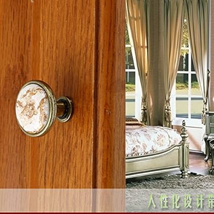 Kawn 32mm Ceramic Cabinet Door Drawer Round Handle Pull Knob Marbling