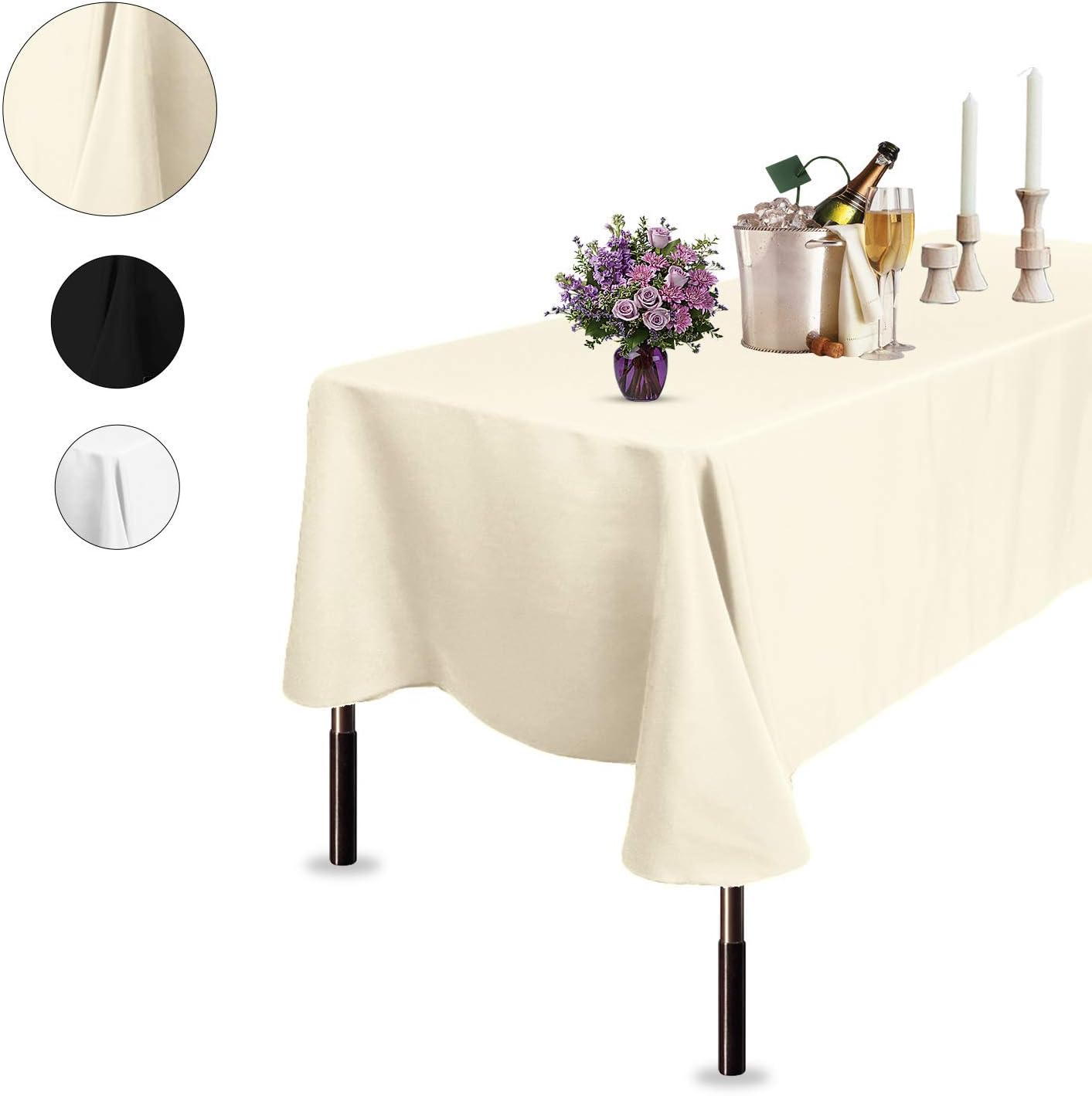 Trimming Shop Ivory Cotton Polyester Rectangle Table Cloth Cover For