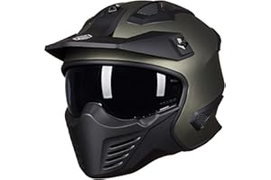 ILM Open Face Motorcycle 3/4 Half Helmet for Dirt Bike Moped ATV UTV Motocross Cruiser Scooter DOT Model 726X (Midnight Green,L)