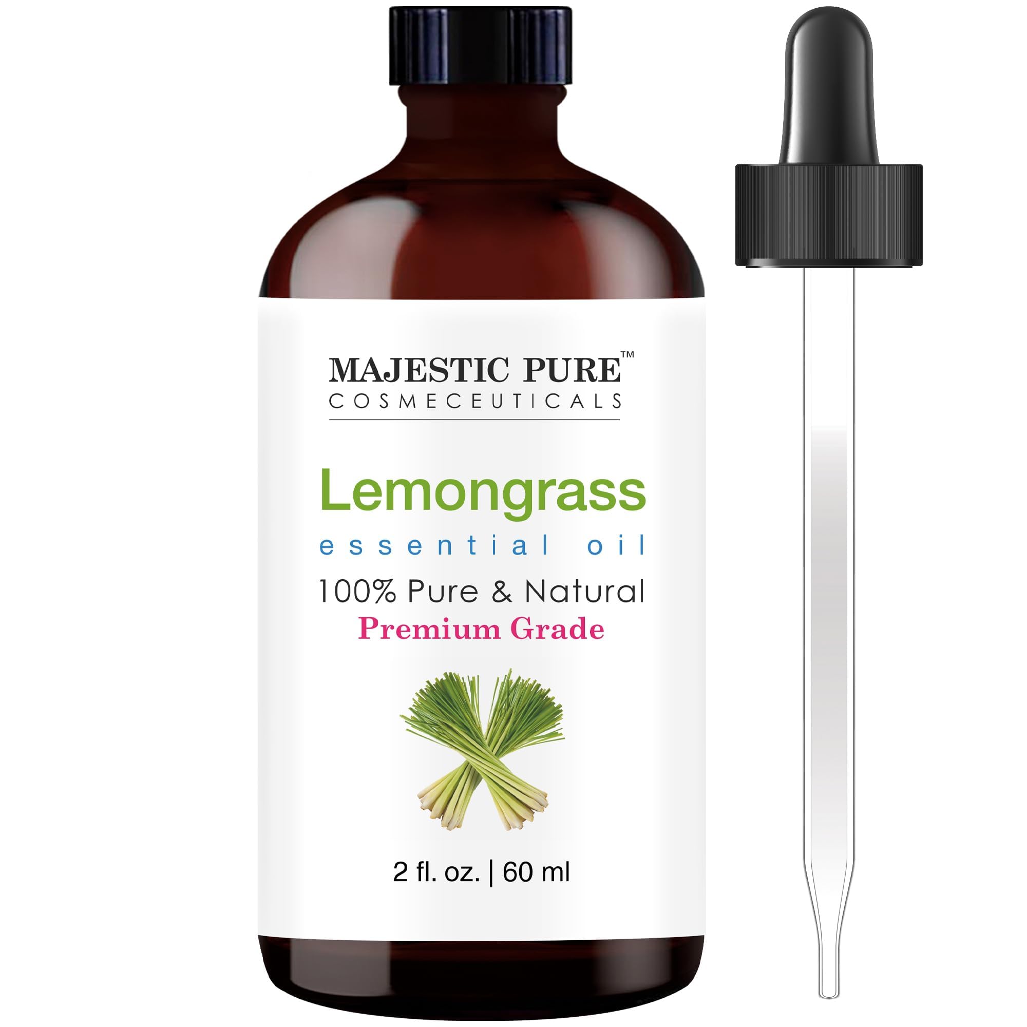 Majestic Pure Lemongrass Essential Oil with Glass