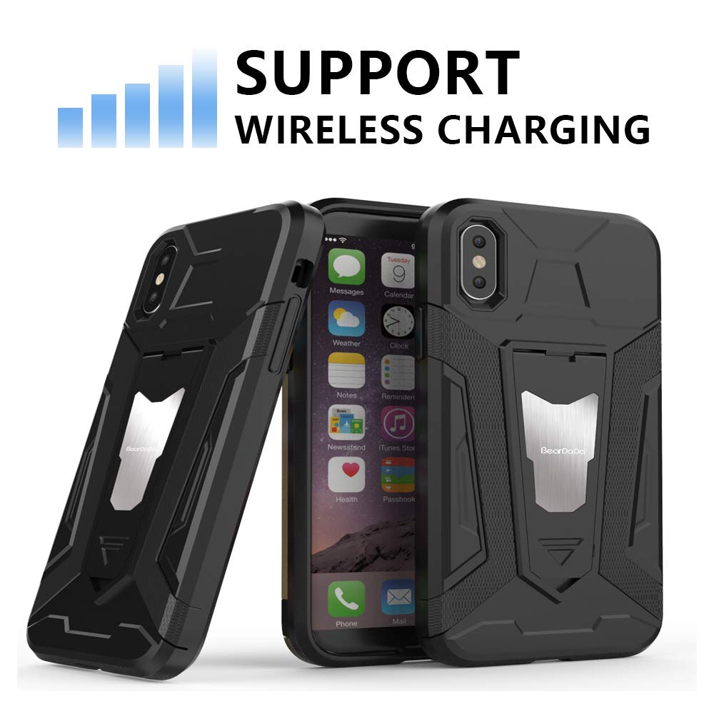 iPhone 7 Case, Queen Forever 360 Full Body Protection Hard Slim Case Coated Non Slip Matte Surface with Tempered Glass Screen Protector for Apple iPhone 7 8 Plus