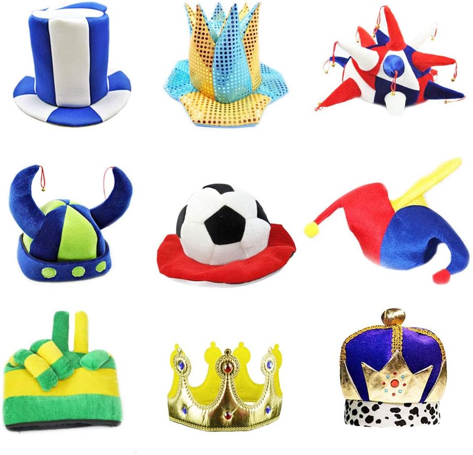 Assorted Party Hats Set of 6 Funny Party Hats Novelty Party Hats Funny Dress Up & Costume Hats for Adults, Teens, Photobooth, Party, Weddings, etc: Kitchen & Dining