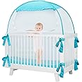L RUNNZER Baby Pop Up Tent, Toddler Crib Net to Keep Baby from Climbing Out, See-Through & Breathable Safety Crib Canopy Against Falls & Bites, Fits Most Standard Cribs