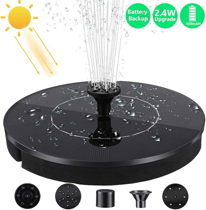 Solar Bird Bath Fountain Pump, 2.4W Solar Fountain Pump