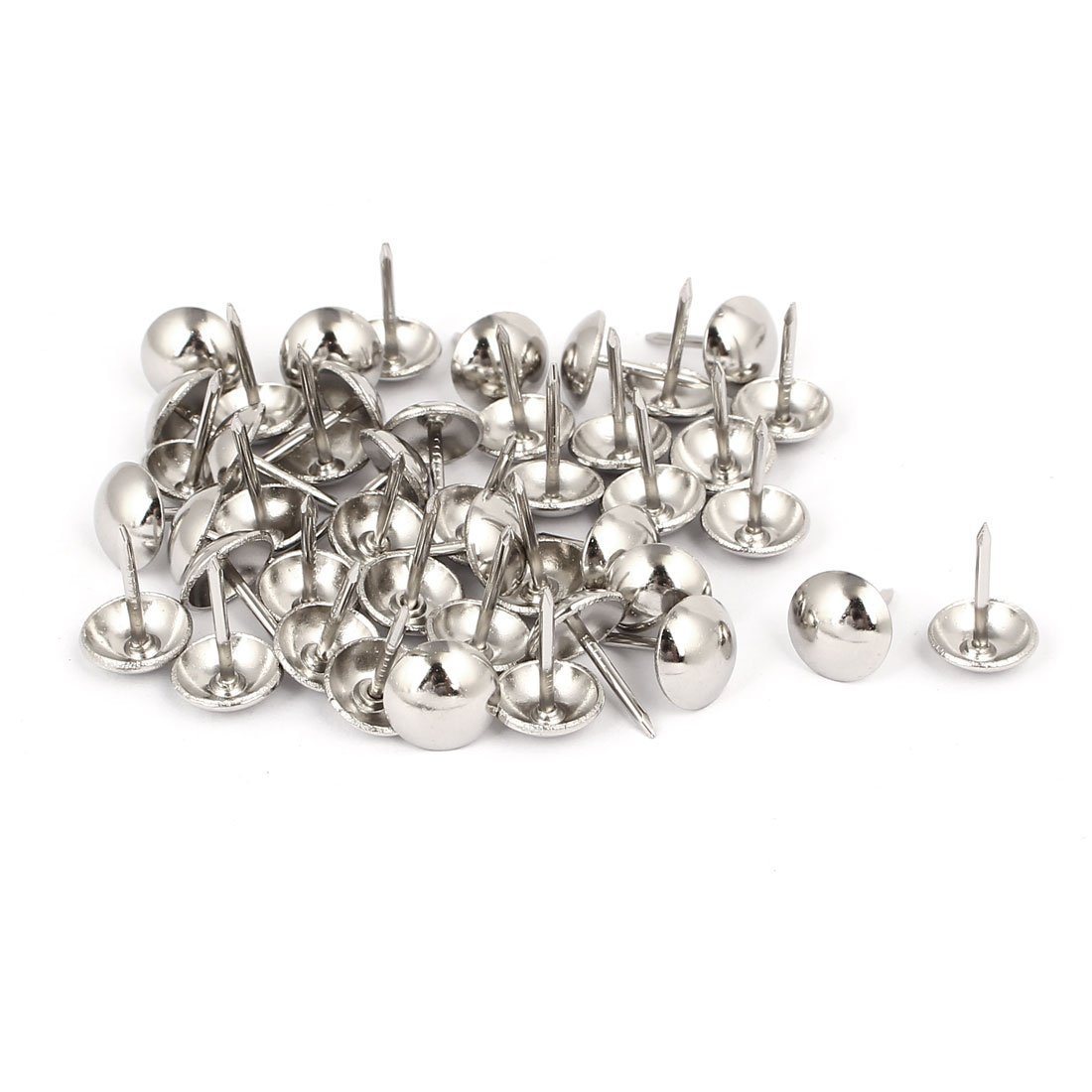 Sourcingmap 7/16 Inch Dia Stainless Steel Upholstery Nail Tack Stud Push Pin Silver Tone 45PCS