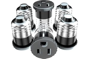 ERQILUJI 6 Pack, Light Socket to Plug Adapter, Light Bulb Socket Convert to Outlet Adapter (Black).