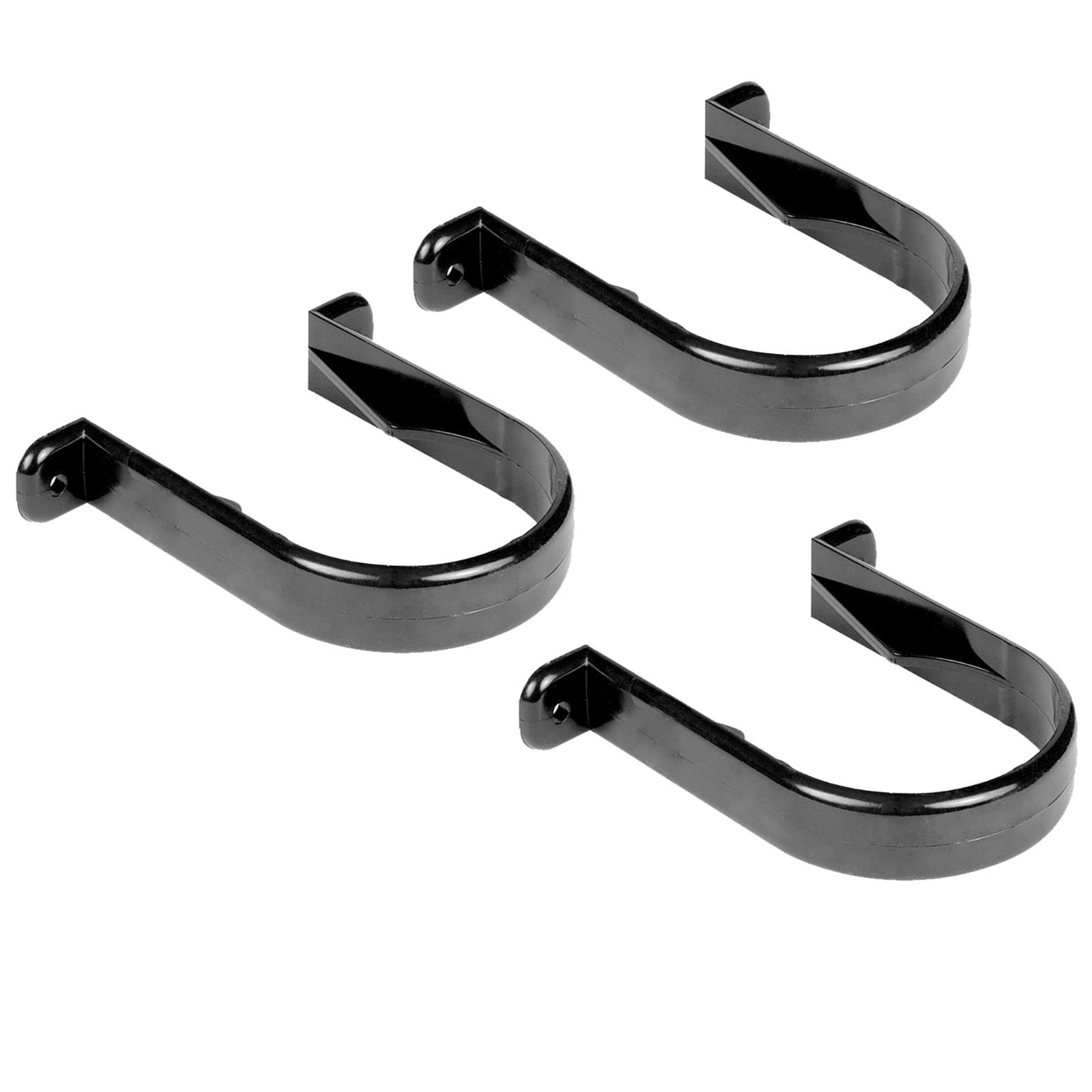 Pipestation Downpipe Clips Pack of 3 Brackets Fixing for 68mm Black Downpipe Rainwater Spout Gutter (Black) Pack of 3