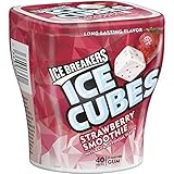 Ice Breakers Ice Cubes Sugar Free Gum with Xylitol, Strawberry Smoothie, 40 Piece (Pack of 6)