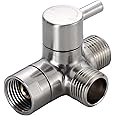 Little World Shower Arm Diverter Valve - 3 Way Shower Diverter Valve, G1/2 Solid Brass Shower Head Valve Diverter for Universal Hand Held Showerhead and Fixed Spray Head Shower System (Brushed Nickel)