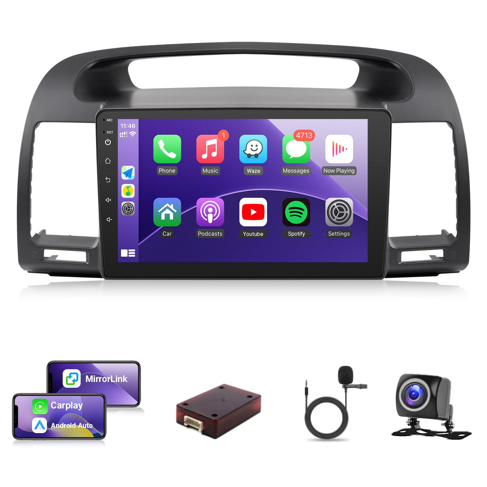 Photo 1 of Android Radio for 2002 2003 2004 2005 2006 Toyota Camry Wireless CarPlay Android Auto,9inch IPS Touch Screen for Camry Car Stereo GPS Navi Bluetooth FM 5G WiFi SWC Split Screen (Fit J.B.L& Big Screen)