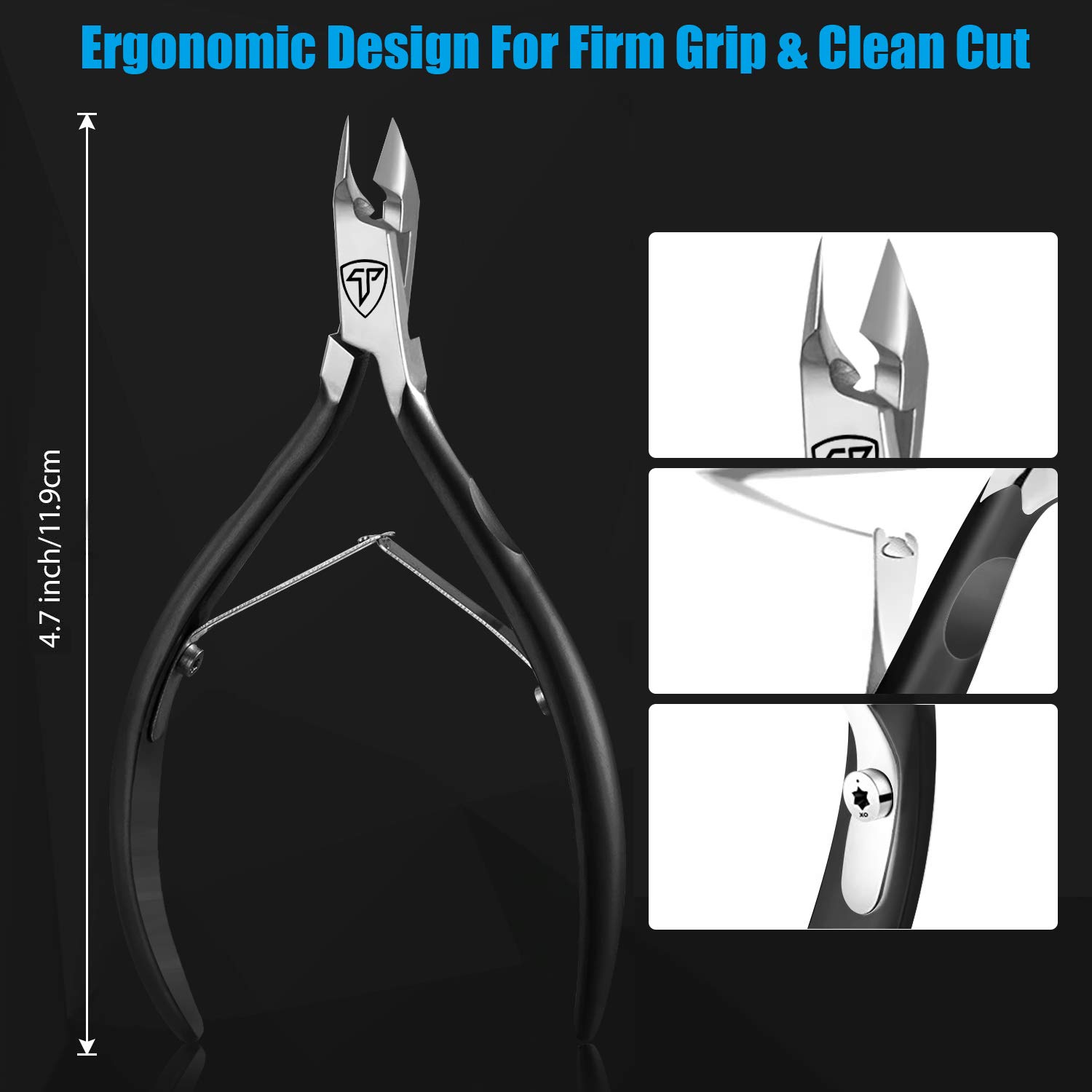 Cuticle Nipper with Cuticle Pusher-Professional Grade Stainless Steel Cuticle Remover & Cutter-Durable Manicure and Pedicure Tool-Beauty Tool Perfect for Fingernails and Toenails (Titanium Black): Beauty