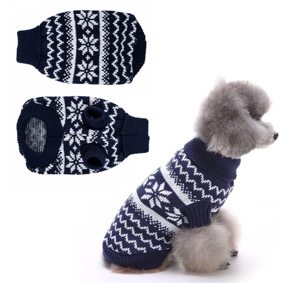 Jumper Dog Christmas, Dog Jumper Small Dogs Christmas, Dog Christmas Jumper, Dog Christmas Jumper, Christmas Jumper Small Dog, Knitted Jumper for Dogs (S-Blue)