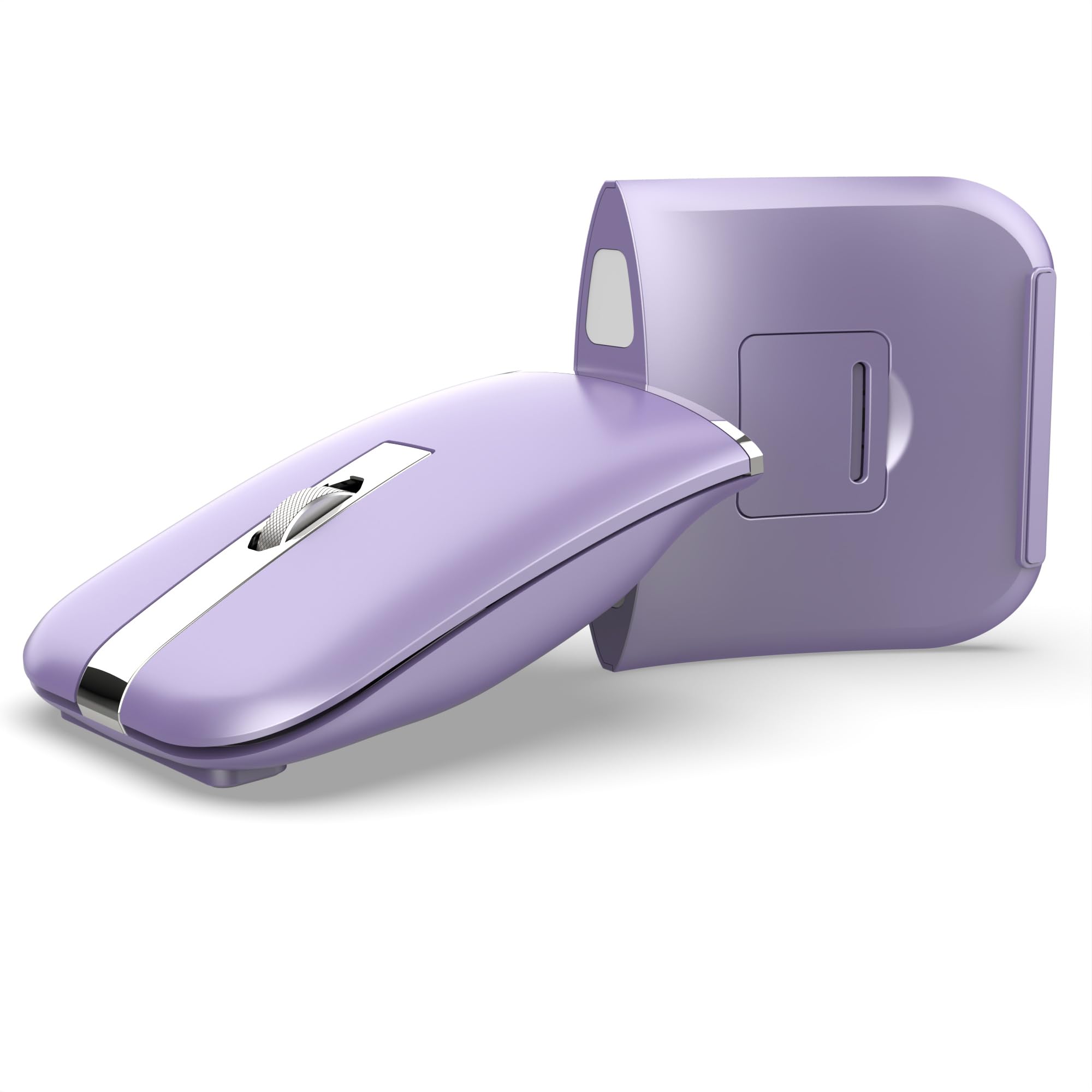 Photo 1 of HXMJ-Foldable Bluetooth Travel Mouse,Wireless Portable 2.4G Arc Mice,Multi-Device (Bluetooth+2.4G),360° Rotating Rechargeable Flat Mice for Desktop PC Laptops Tablets-Purple