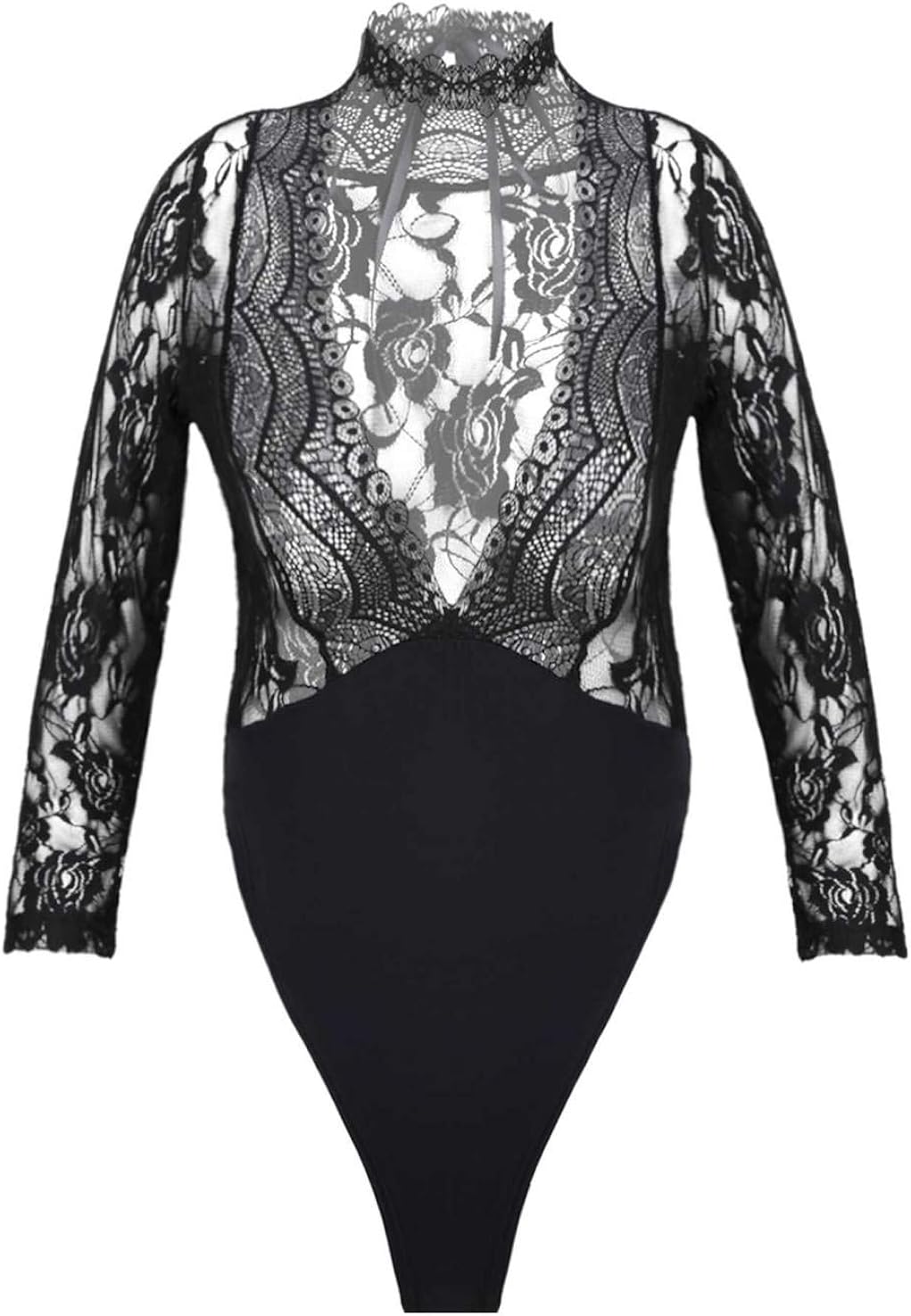 IEFIEL Ropa Erótica para Mujer Lencería Encaje Semi Transparente Body