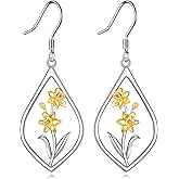 Scottish Thistle/Sunflower/Violet/Daffodil/Orchid Earrings Sterling Silver Flower Dangle Dangling Drop Boho Earrings Jewelry Gifts for Women