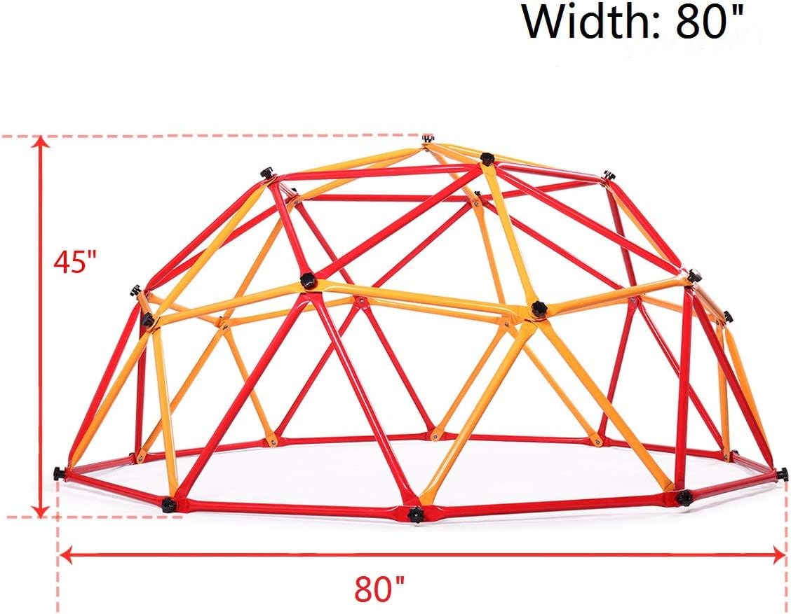 TOBBI Outdoor Dome Climber 6.6' Wide x 3.75' High, Playground Climbing Frame Backyard Gym in Red & Yellow: Toys & Games